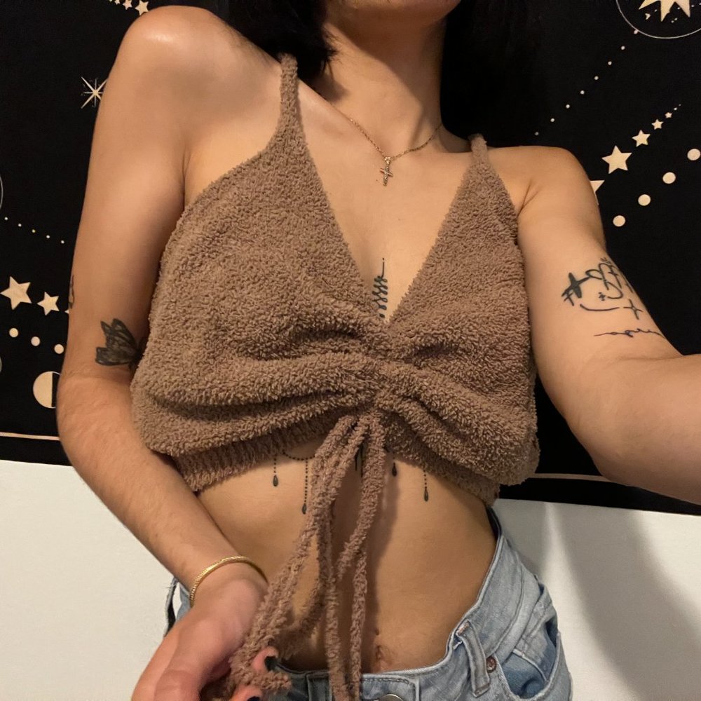Pajamas Top in Brown with Denim Jeans